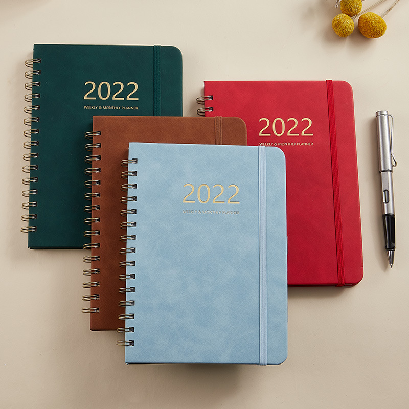 Amazon Weekly Plan Full English Version Schedule Book PU Leather Notebook 2023 Elastic Band Notepad