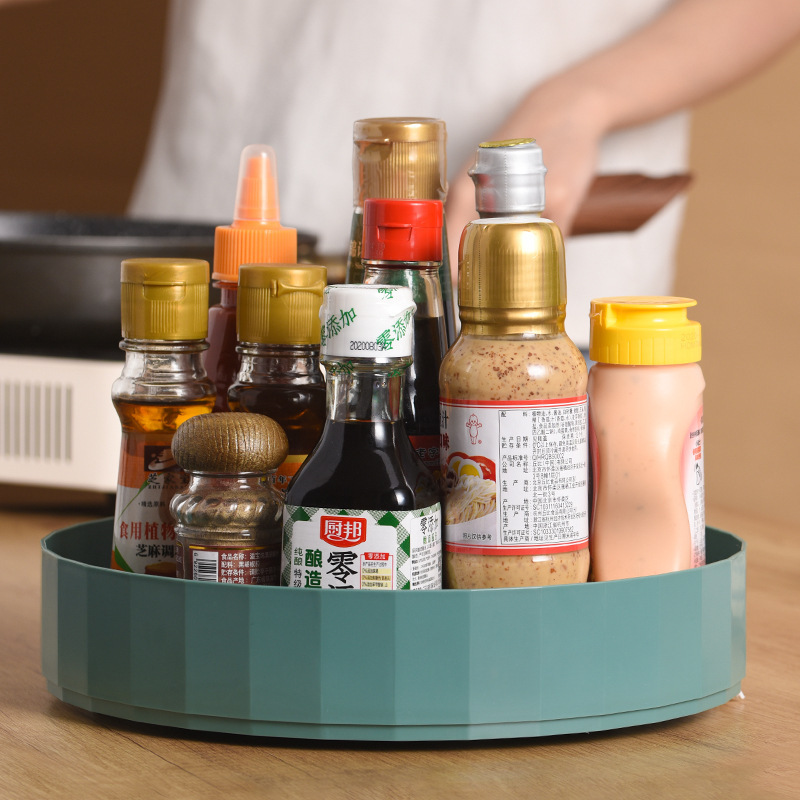 工厂调料盘厨房多功能旋转置物架调味品收纳盒客厅化妆品整理架子