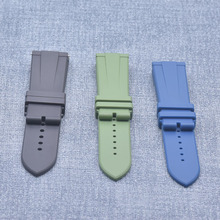 适配氟橡胶平头表带超霸手表带高品质表带单色硅胶表带20 22mm
