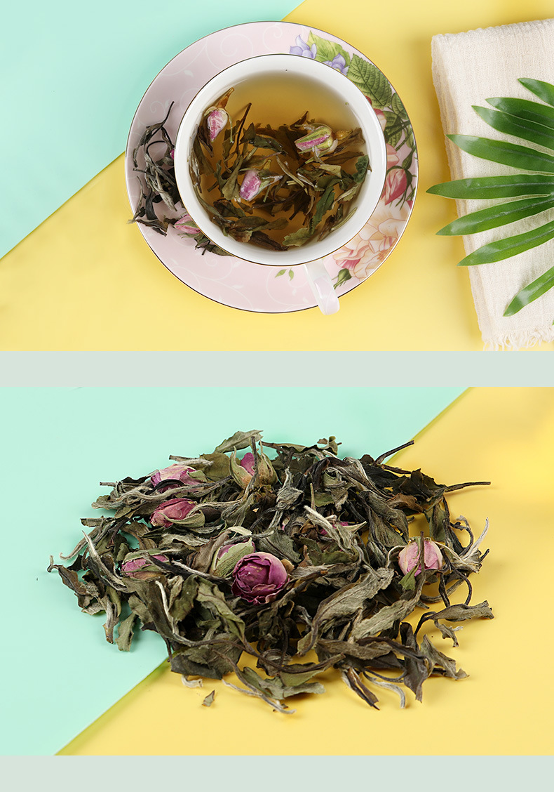 玫瑰白牡丹玫瑰花白茶法兰西玫瑰花茶三角包代加工重瓣玫瑰花茶