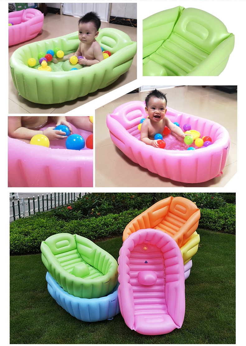 现货婴幼儿童充气洗澡盆按压浴盆大号加厚宝宝游泳戏水盆旅行便携