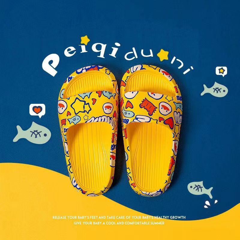 夏季新款童拖卡通印花吸膜一字凉拖外穿防滑中小儿童凉拖鞋批发