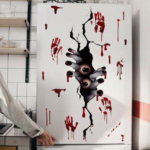 新款万圣恐怖女巫血手印眼睛蝙蝠节日墙贴客厅背景墙创意墙贴画