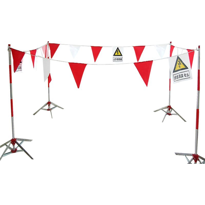 三角旗红白安全围旗彩旗道路施工隔离警戒旗电力警示旗加粗尼龙绳