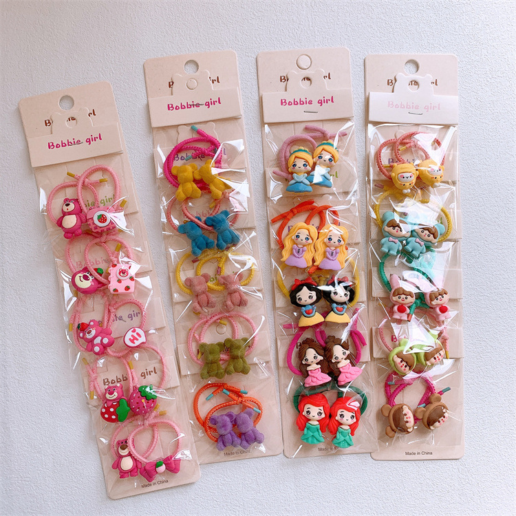 New Children's Cartoon Strawberry Bear Hair Ring Little Girl Hair Band Hair Rope Cute Princess Hair Accessories Hair Ring