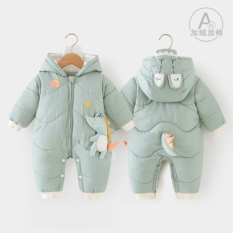 婴儿连体衣冬季加厚保暖棉服初生宝宝外出哈衣爬服棉袄新生儿衣服