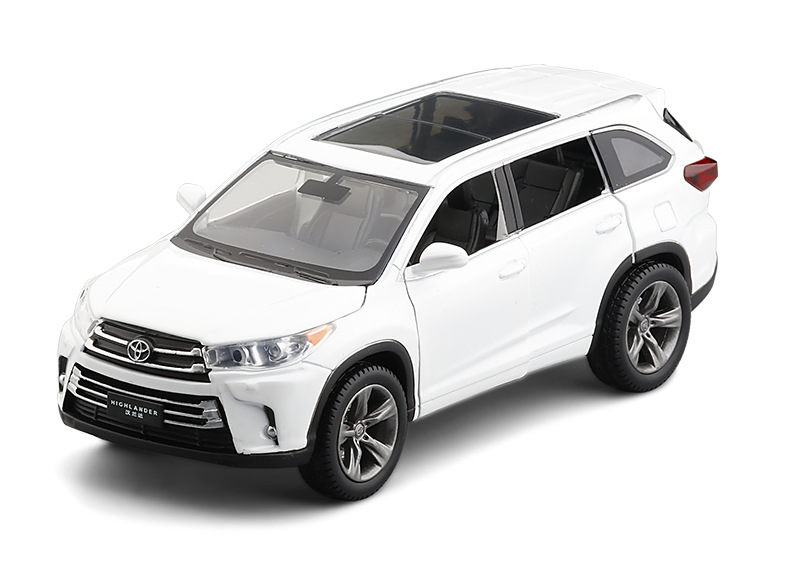 jkm1/32 2019款丰田汉兰达suv六开门声光回力金属汽车模型玩具车