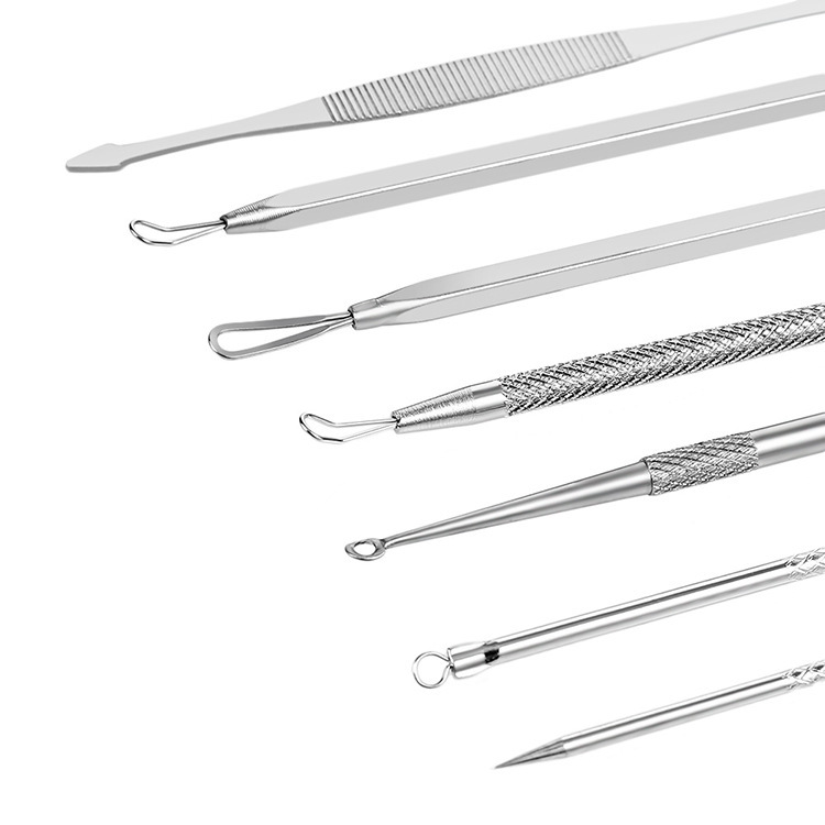 In Stock Wholesale Stainless Steel Acne Needle 7-Piece Set Blackhead Removal Pop Pimples Beauty Tools Acne Needle Set