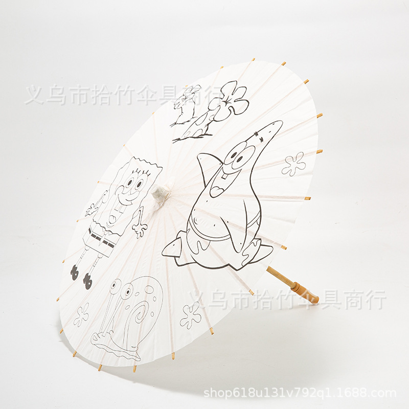 直径40cm填色空白纸伞工艺伞幼儿园美术绘画伞儿童伞diy涂色伞
