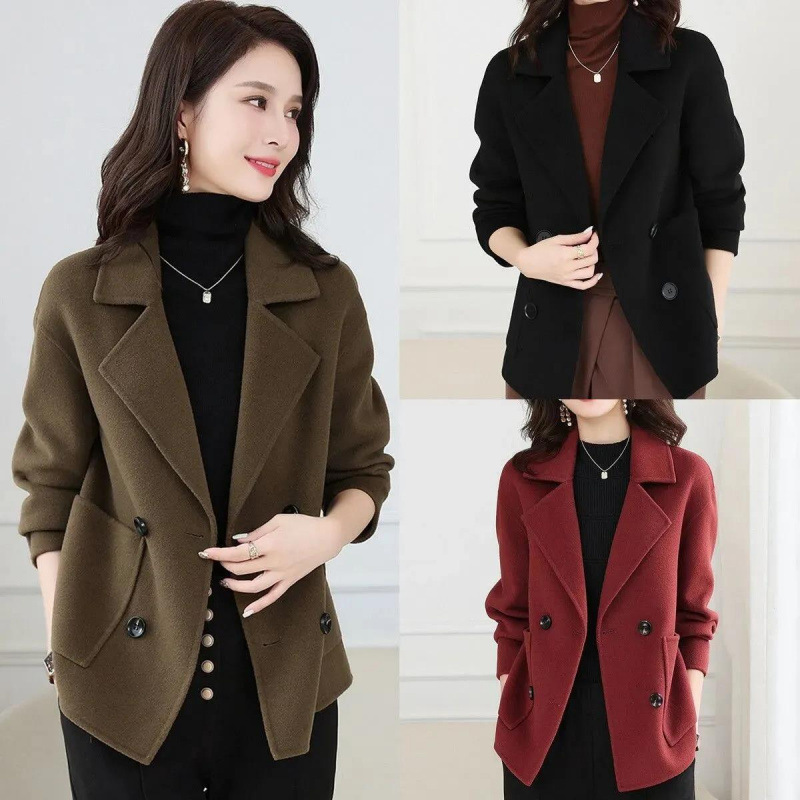 休闲外套女单层毛呢秋冬季款新款呢子小个子大衣妈妈百搭短款上衣