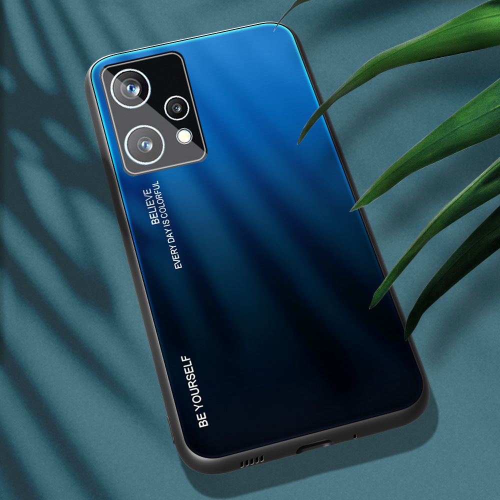 适用oppo realme9i手机壳reno7渐变色全包a94玻璃真我c35保护套