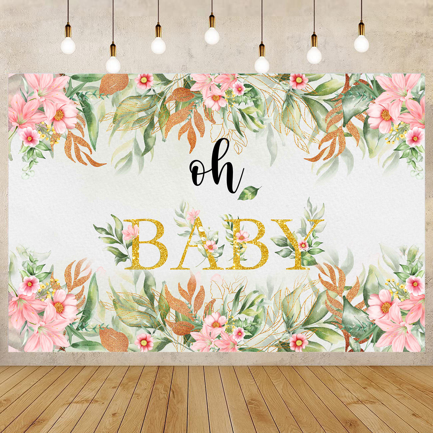 Jungle Baby Party Decoration Supplies Oh Baby Background Fabric Pink Oh Baby Banner Party Photo Background