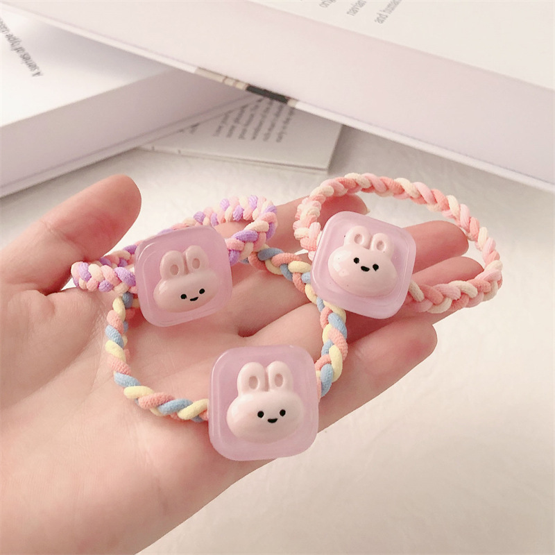 Cute Woven Twist Rabbit Hair Rope High Elastic Sweet Hair Ring Hair Rope Hair Band Girl Basic Hair Accessories