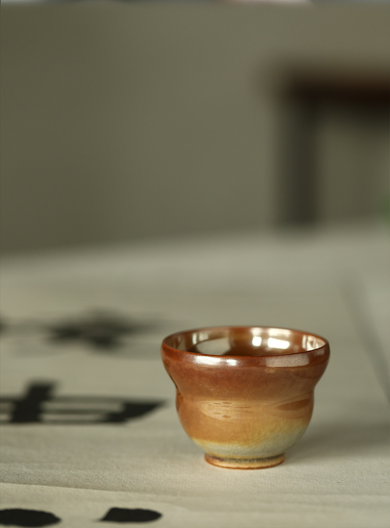 景德镇柴烧色主人杯葫芦杯景德镇色釉窑变纯中式纯手工单人杯60cc