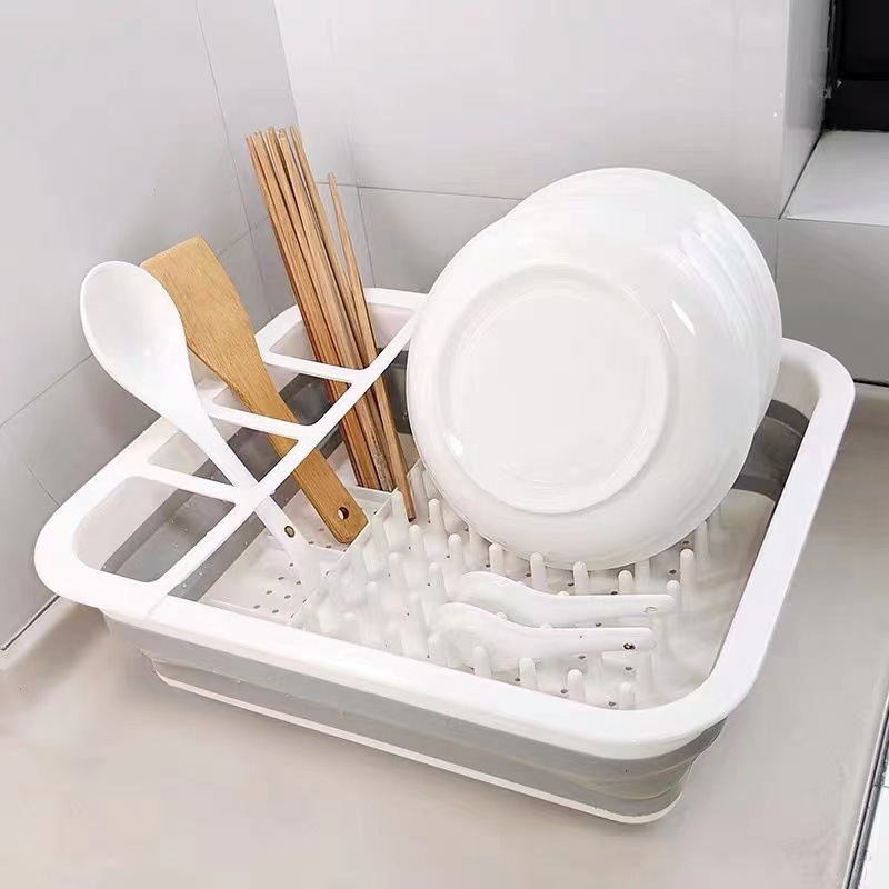 Detachable and Foldable Storage Bag Sink Bowl Rack Simple and Foldable Sink Bowl and Chopstick Rack Dish Storage Rack Drain Basket