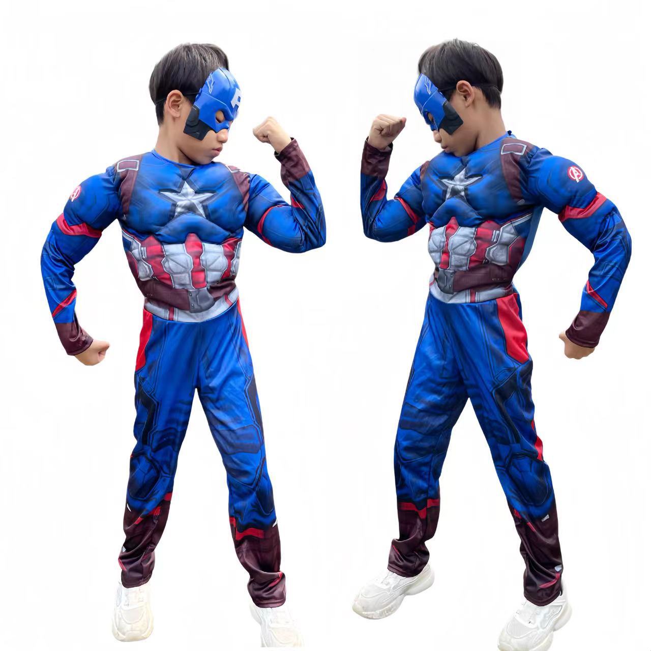 万圣节美国队长连体肌肉衣服装动漫服装舞台cosplay儿童节表演服