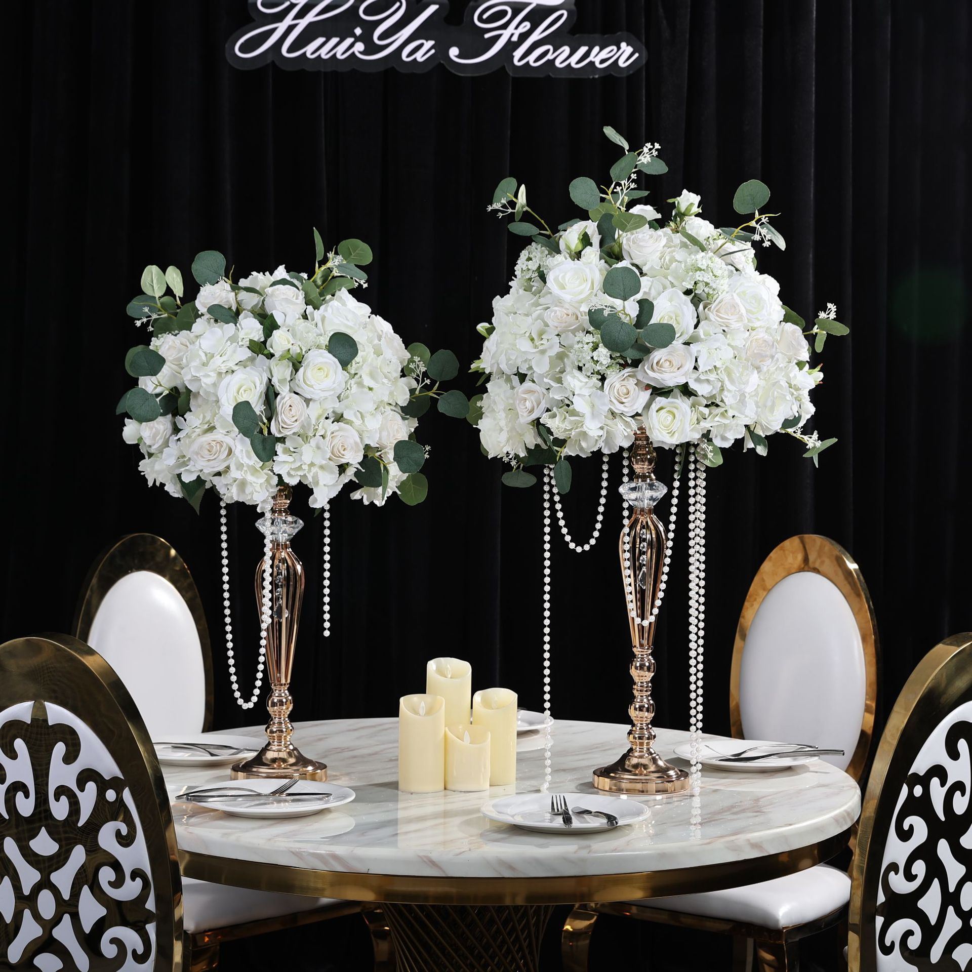 新款婚庆桌花装饰大款外贸桌花婚礼堂酒店摆花仿真花酒店迎宾花艺