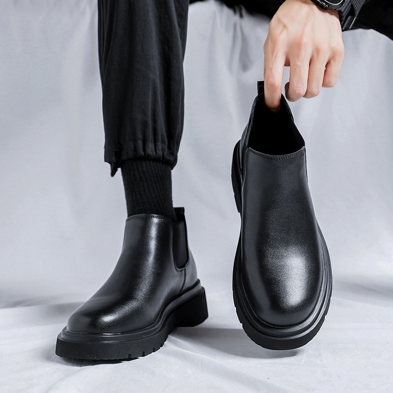 切尔西靴男潮夏季低筒马丁靴帅气机车短靴子日系休闲皮鞋8338-r