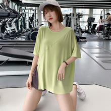 2023春夏新款运动短袖女健身宽松速干瑜伽服透气t恤健身服上衣