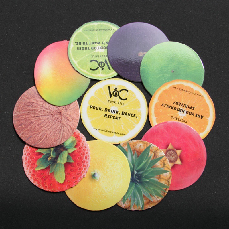 定制吸水纸杯垫 一次性纸杯垫 啤酒杯垫 茶杯垫 水果图案彩色印刷