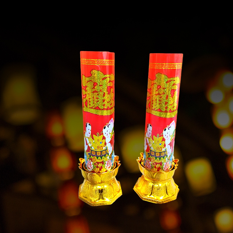 防风圆柱蜡烛春节元宵节家用厂家批发供佛拜神供奉用财神香烛祭祀