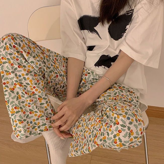 Walking Contraction Trouser Cartoon Fun Printing Crayon Xiaoxin Pajama Pants Women's Loose Comfortable Home Pants Cute Casual Pants