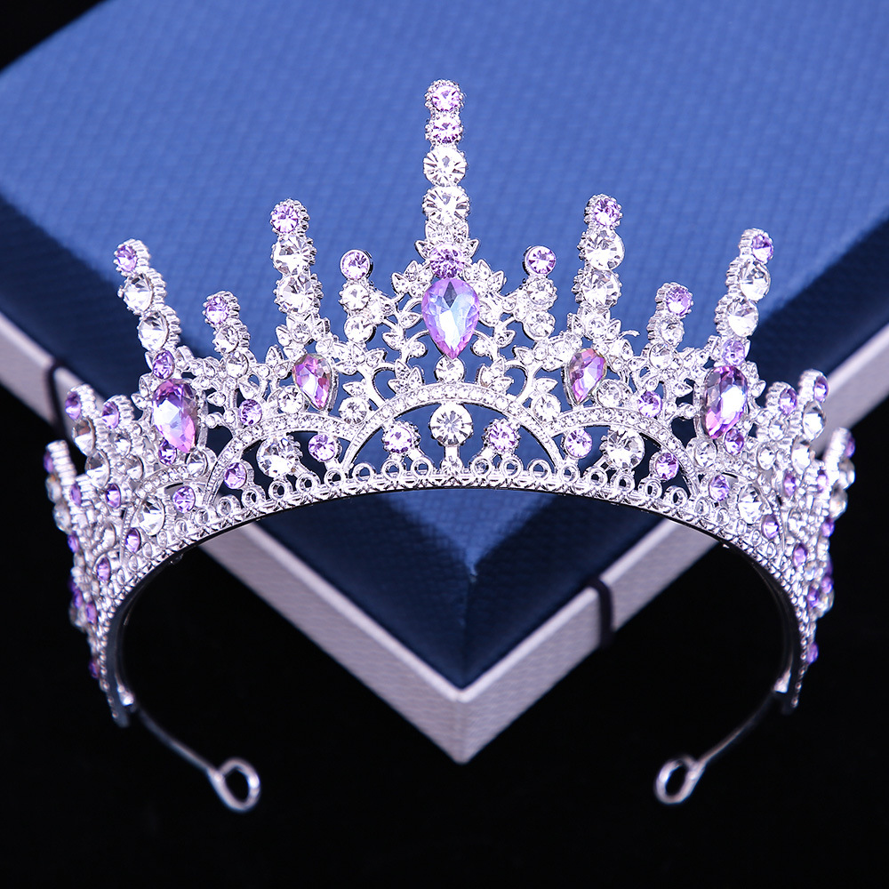 Bridal Crown European and American New Elegant Headdress Party Ball Birthday Crystal Queen Crown Cross-Border Hair Accessories Wholesale