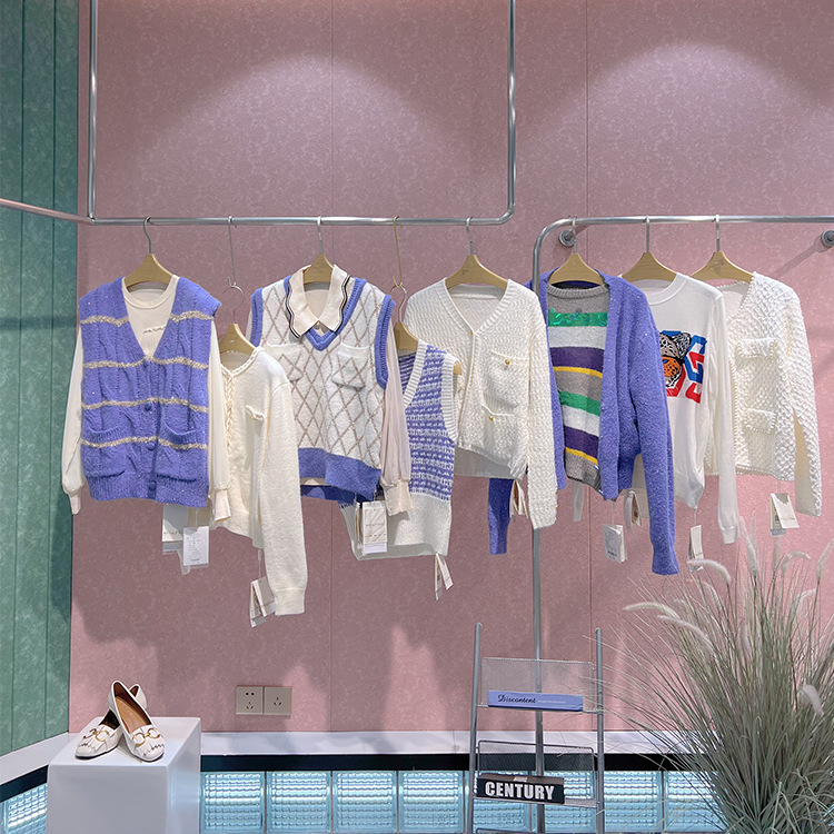 早安公主秋冰麻开衫多巴胺甜美风品牌撤柜女装实体直播间货源批发