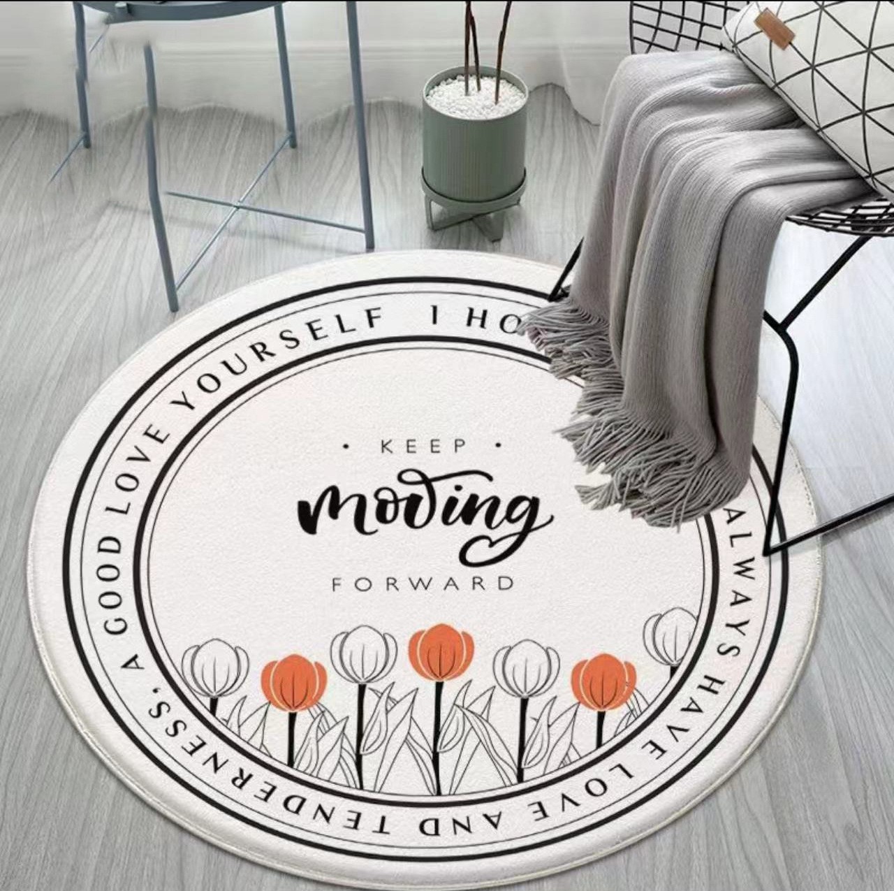 Flower Creative round Cashmere Carpet Nordic Instagram Style Living Room Bedroom Tea Table Cloth Household Bedside round Mat