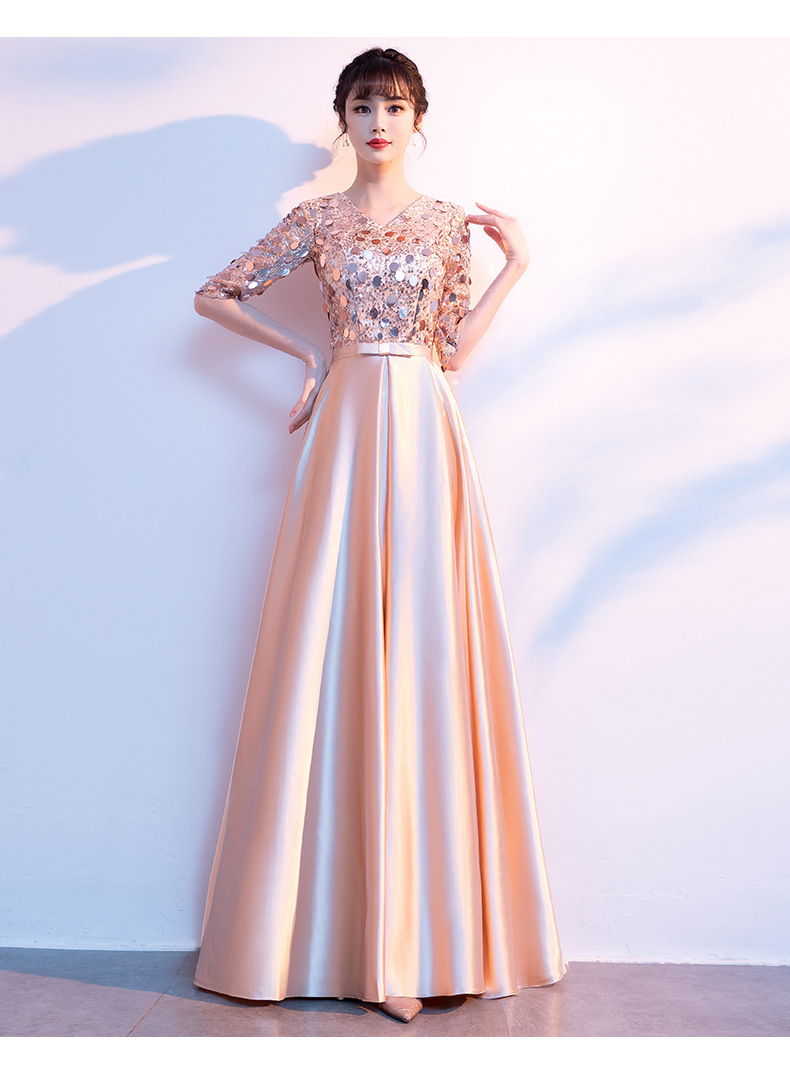 大合唱礼服女长裙修身显瘦大气红歌合唱团演出服气质指挥服装长款