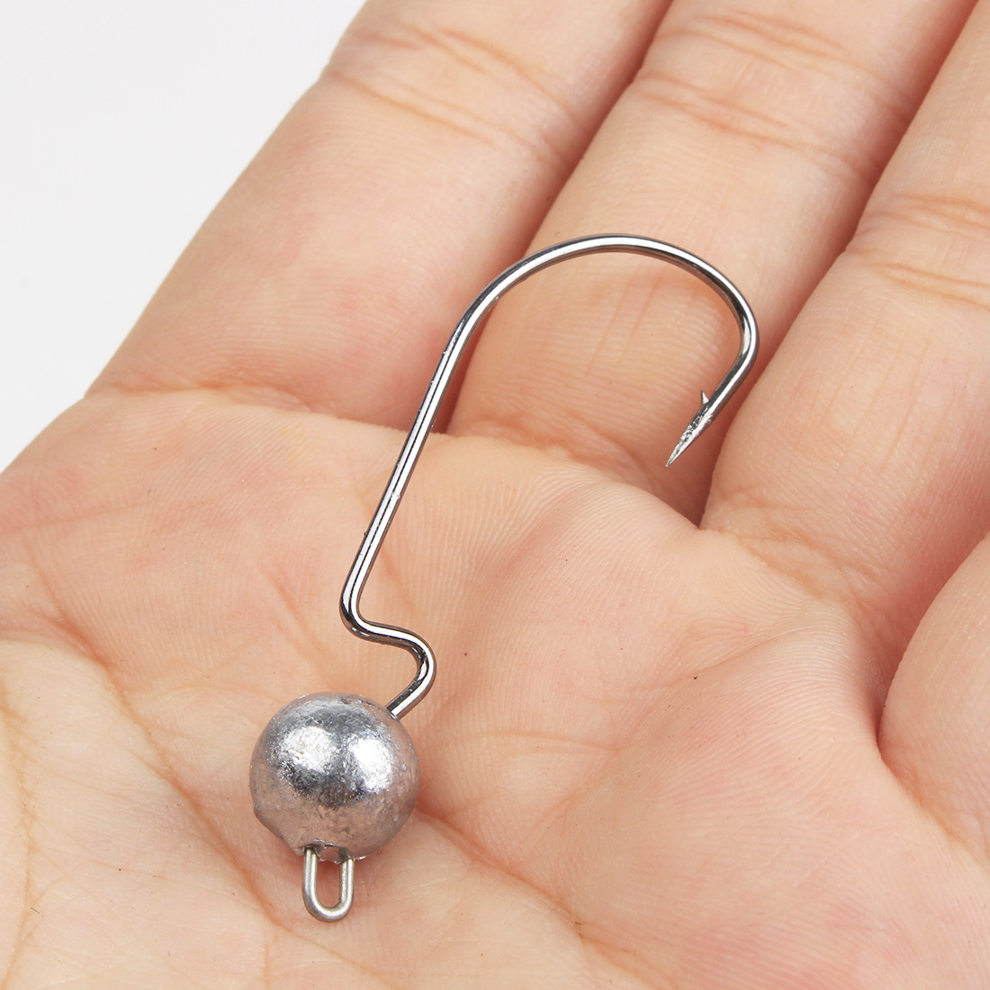 路亚钩铅头宽腹曲柄铅头钩原色铅头钩鹰嘴锋利曲柄钩原色路亚鱼钩