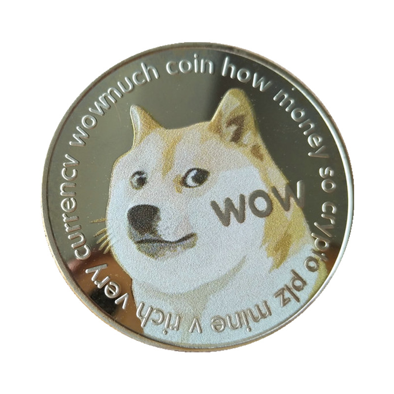 直供狗狗币彩色浮雕纪念章镀金镀银数字虚拟币shib柴犬币定制硬币