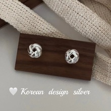 韩国重工银饰 S925纯银花朵缠绕镂空ins风耳钉 女款养耳洞高级感
