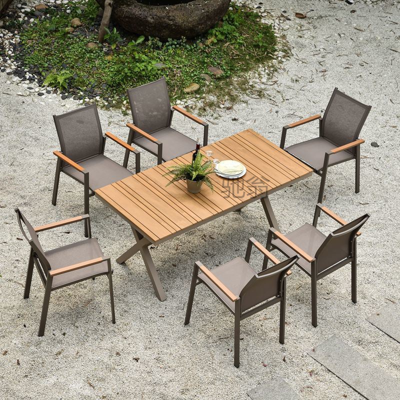 nih花园长桌餐椅 庭院阳光房防水防晒户外休闲西式餐厅聚会party