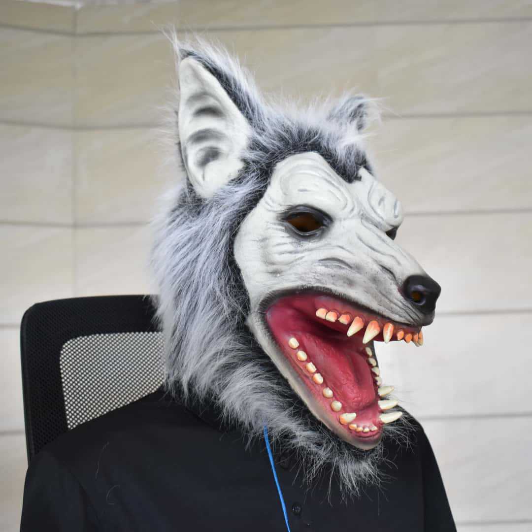 万圣节恐怖狼人面具狼爪手套大灰狼头套狂欢节鬼屋道具恶狼手爪