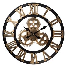 亚马逊圆形齿轮挂钟 美式复古罗马挂钟 客厅创意墙钟个性钟表