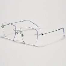 万宝珑同款超轻纯钛无框近视眼镜框男商务金丝边简约轻质光学眼镜