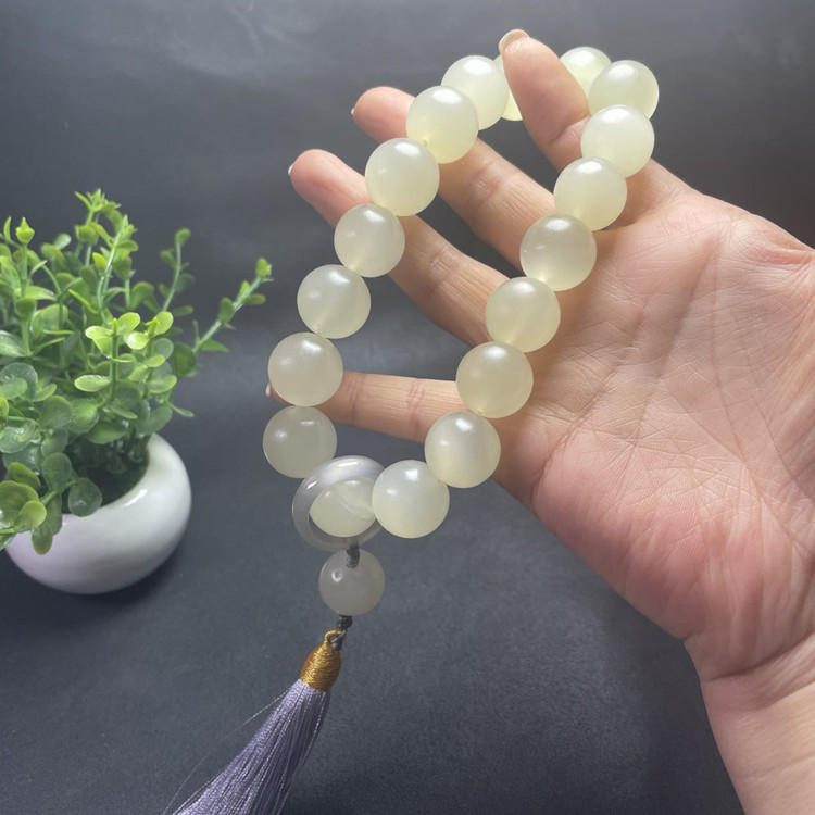 冰种蚕丝玉手持抖音同款玉石手持紫罗兰十八子佛珠手串直播货源