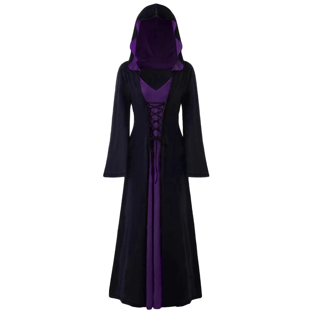 万圣节服装成人cosplay魔法女巫装扮女巫婆服长裙宫廷女王演出服