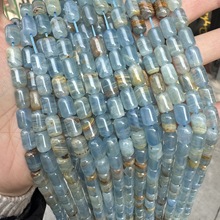 天然蓝色方解石散珠桶珠diy旦形六边形手串服饰辅料跨境饰品配件