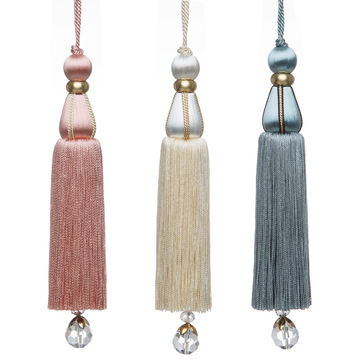 新中式窗帘帘头流苏珍珠小吊球桌旗珠子吊穗沙发靠垫吊坠挂件挂穗