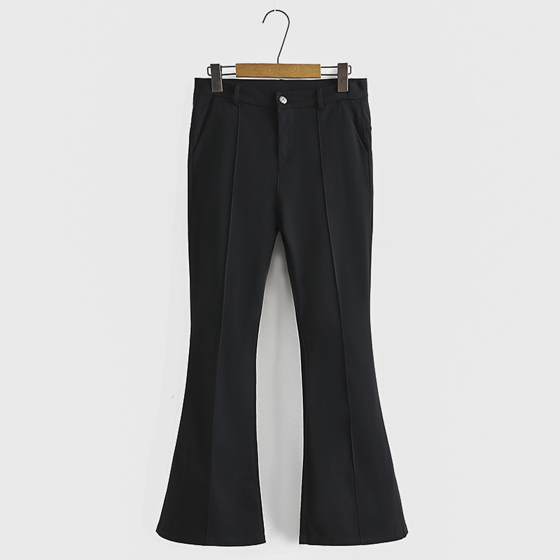 春秋装2022新款裤子大码女胖mm显瘦显高立体中线弹力修身喇叭裤潮