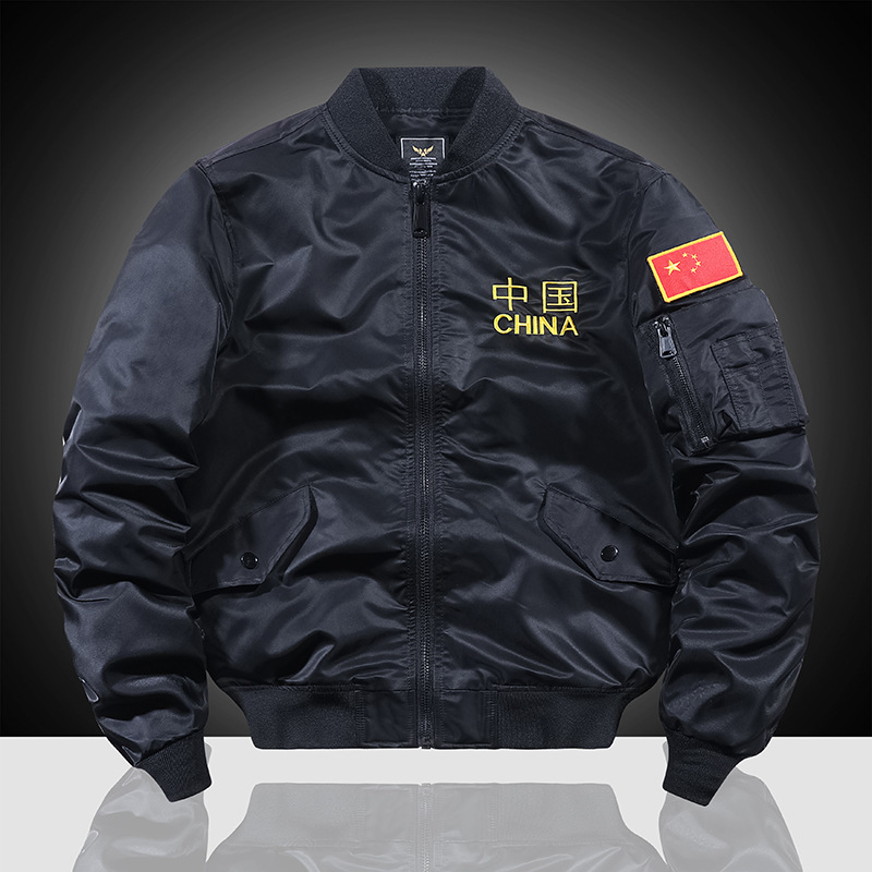 尼龙新款中国潮空军ma1飞行员夹克男刺绣棒球服大码外套工装夹克
