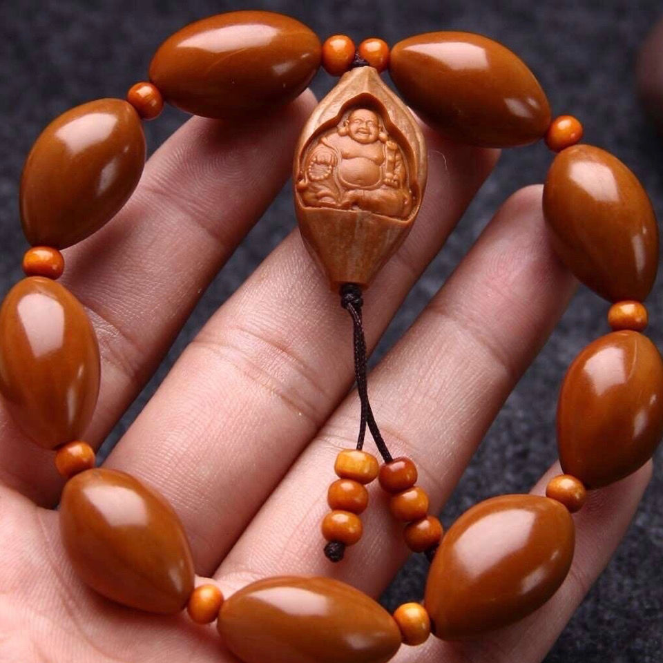 文玩橄榄核胡手工核手串「如意弥勒」5年老油核手链男女款一件代