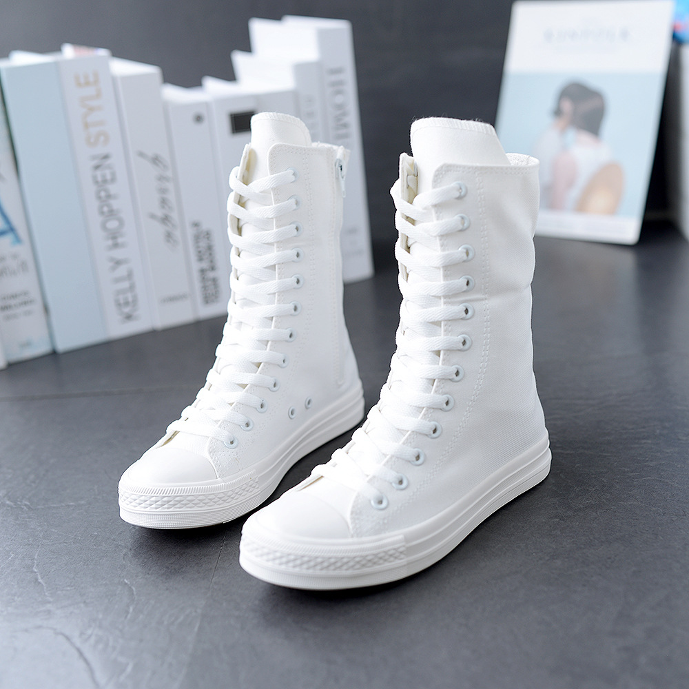 2020秋季新款韩版高帮厚底休闲帆布鞋马丁靴拉链街舞鞋