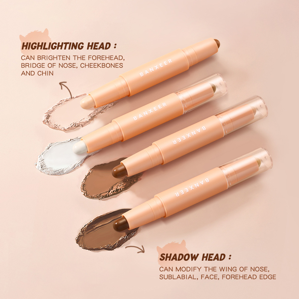 Banxeer Three-Dimensional Double-Headed Repair Highlighter Facial Dual-Use Shadow Stick Concealer Shaping Light Shadow Repair Bm18