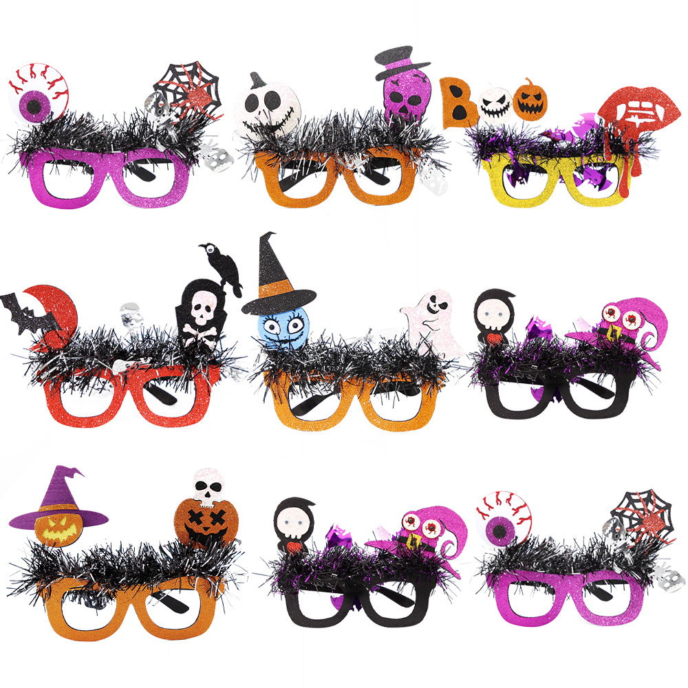 Amazon New Halloween Wool Tops Glasses Children Adult Party Decoration Photo Props Funny Glasses Frame