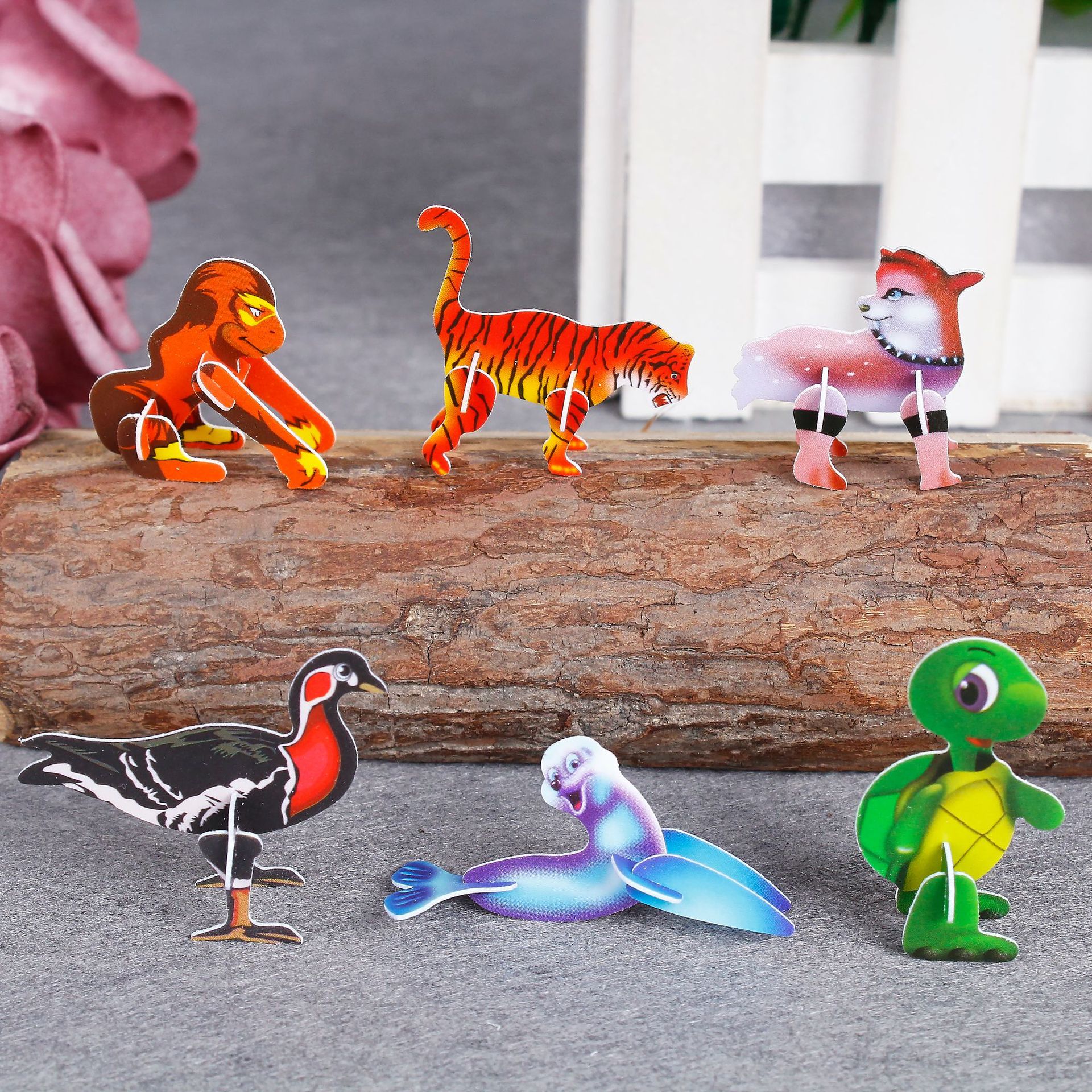 厂家批发儿童塑料3d立体拼图卡片动物立体小拼图pp拼图pp益智拼图