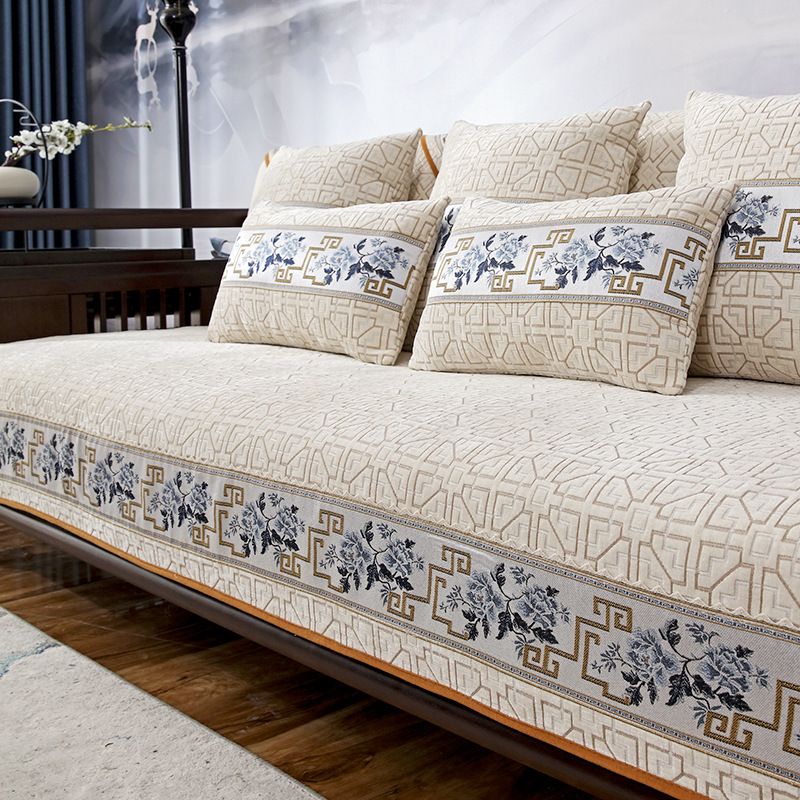 实木沙发垫中式新中式高档防滑坐垫红木全盖布四季通用木沙发套罩