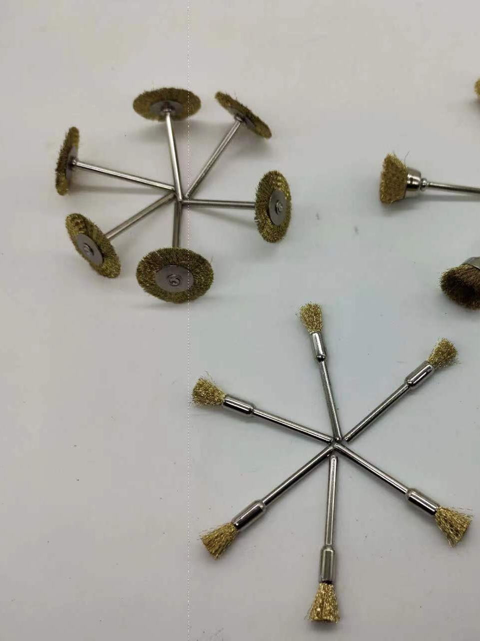 3mm电动钢丝刷t型铜丝刷 金属除锈碗形打磨轮 清理文玩迷你尼龙刷